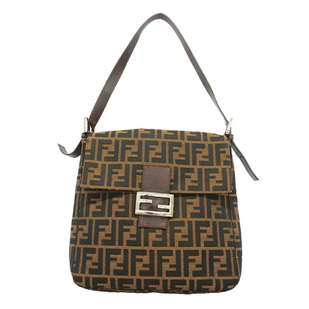 Fendi Zucca Nylon Canvas Shoulder Bag, Brown, Women's